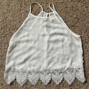 Elegant White Lace Trim Women's Top
